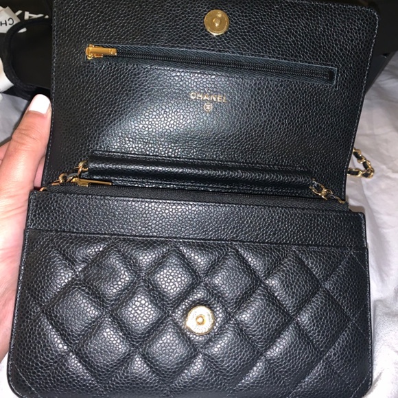 CHANEL Caviar Quilted Wallet On Chain WOC Black - Picture 11 of 13